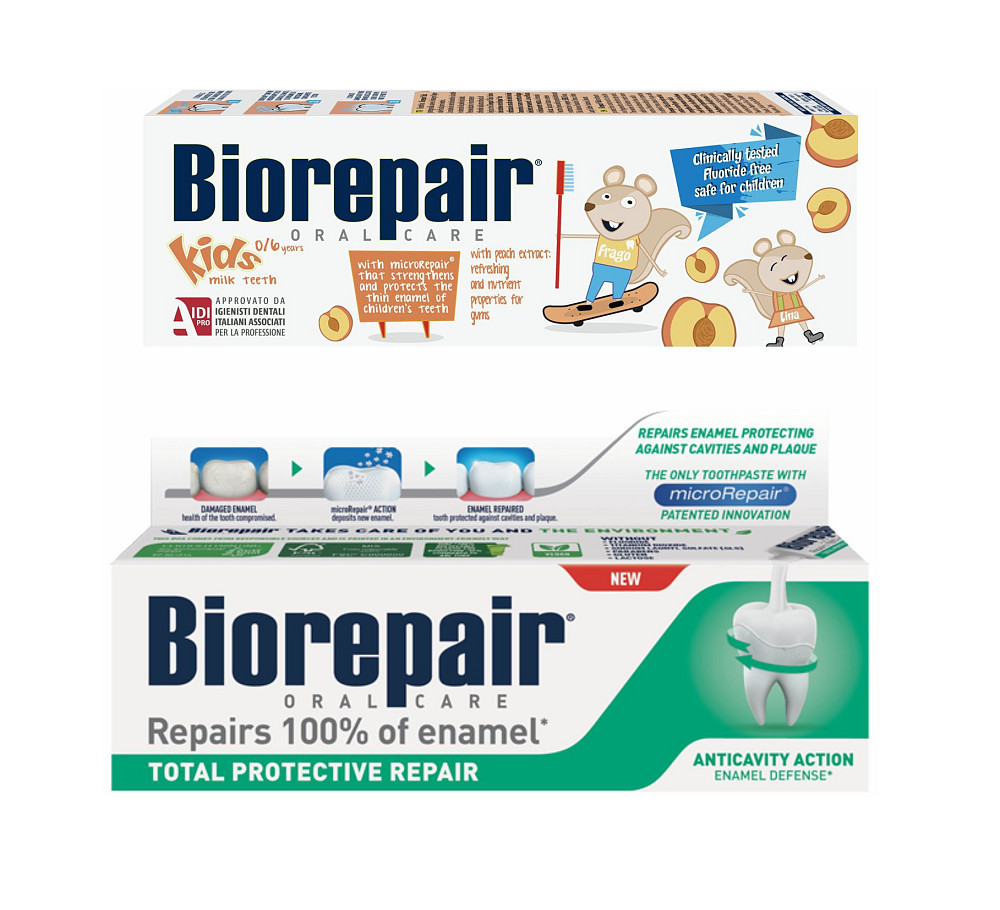 Комплекс Family - Зубная паста Веселый мышонок персик + Зубная паста Абсолютная защита и восстановление BioRepair Киев - изображение 1