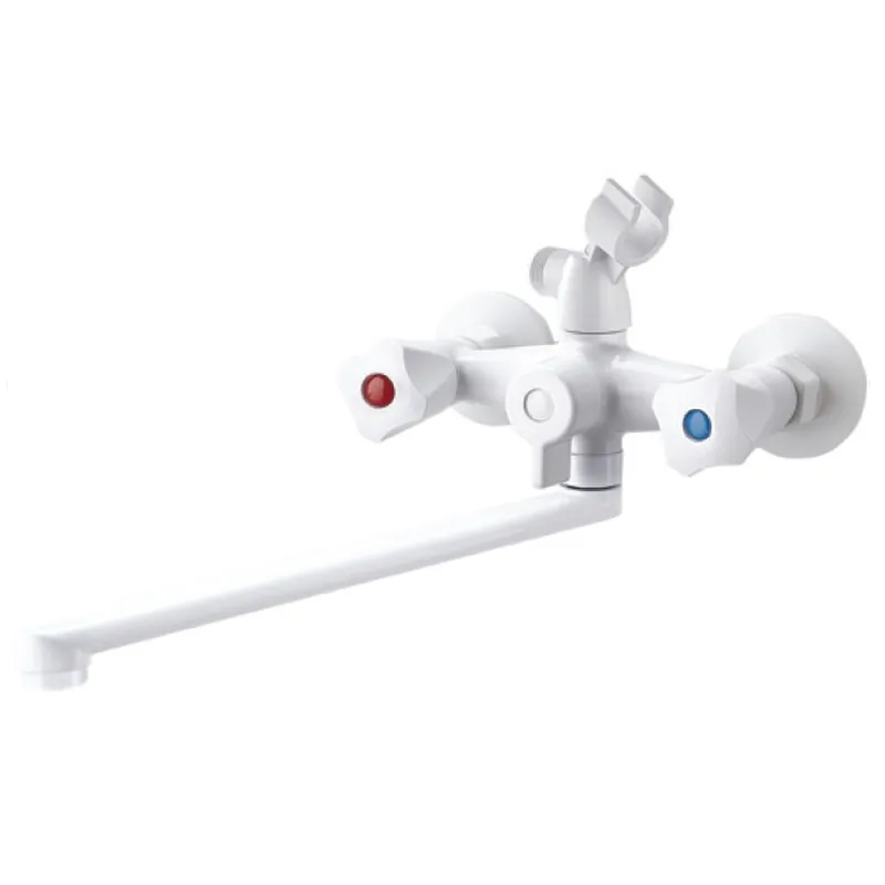 Змішувач для ванни PLAMIX OMEGA-140 EURO SET білий зі шлангом, лійкою та кронштейном MX9579 Харків - фото 1