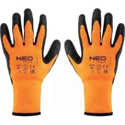Защитные перчатки Neo Tools латексное покрытие, полиэстер, р.10, оранжево черные (97-612-10) Винница