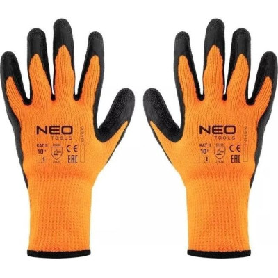 Защитные перчатки Neo Tools латексное покрытие, полиэстер, р.10, оранжево черные (97-612-10) Винница - изображение 1