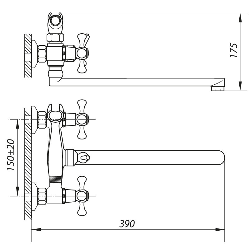 Змішувач для ванни Zerix D4Q 722 з універсальним керуванням ZX0214 Харків - фото 2