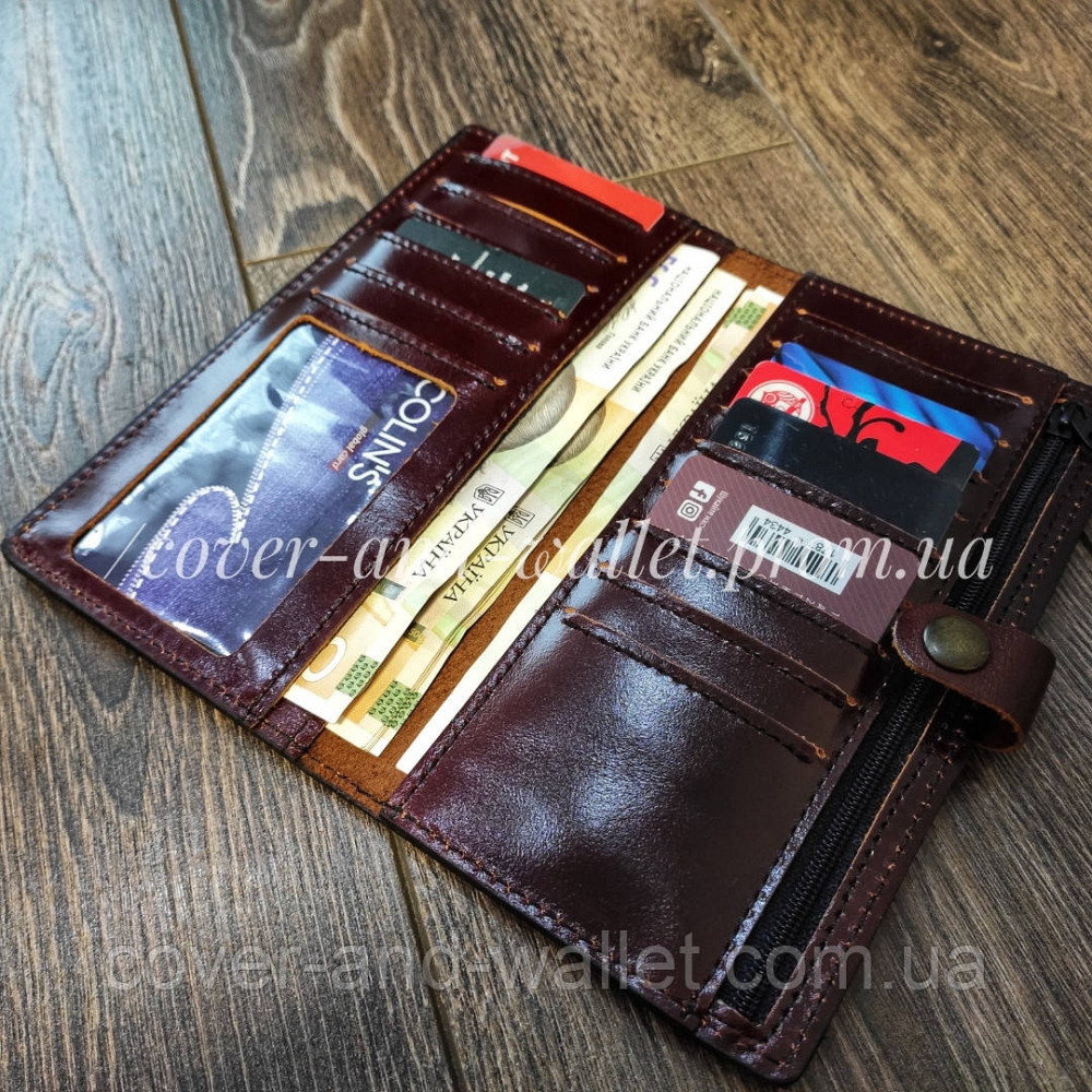 Тонкий мужской кожаный кошелек купюрник ручной роботы Puos Киев - изображение 1
