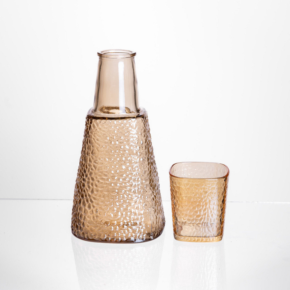 Глечик 1 літр зі склянкою 1 (шт) 200 (мл) графин для компоту соку води лимонаду глечик для напоїв Коричневий HP-19-PYF-4 Київ - фото 1