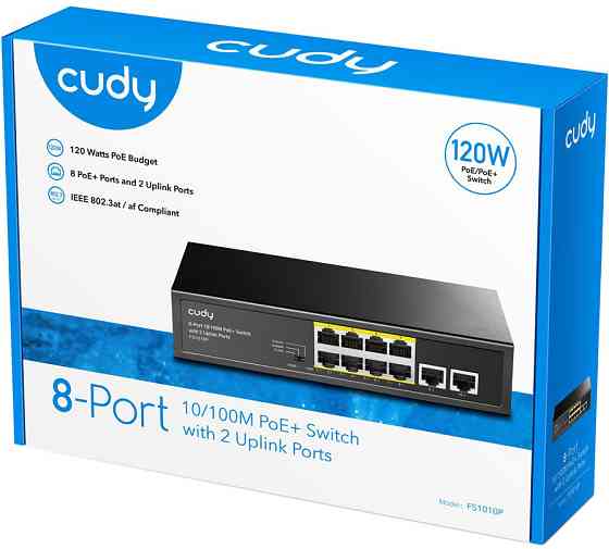 Комутатор Cudy FS1010P, 8 портовий 10/100M PoE+ Switch with 2 Uplink Ports 120W Вінниця