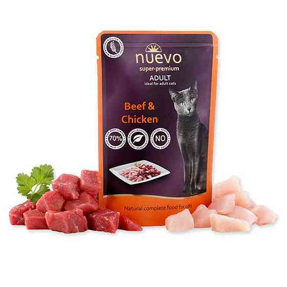 Nuevo Adult (Нуево Едалт) вологий корм для котів з яловичиною та куркою 85 г х 16 шт. Запоріжжя