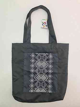 Сумка з кишенею "Вишиванка" 03 40х35 см ручка 60 см чорна вертикальна (1 шт.) Харків