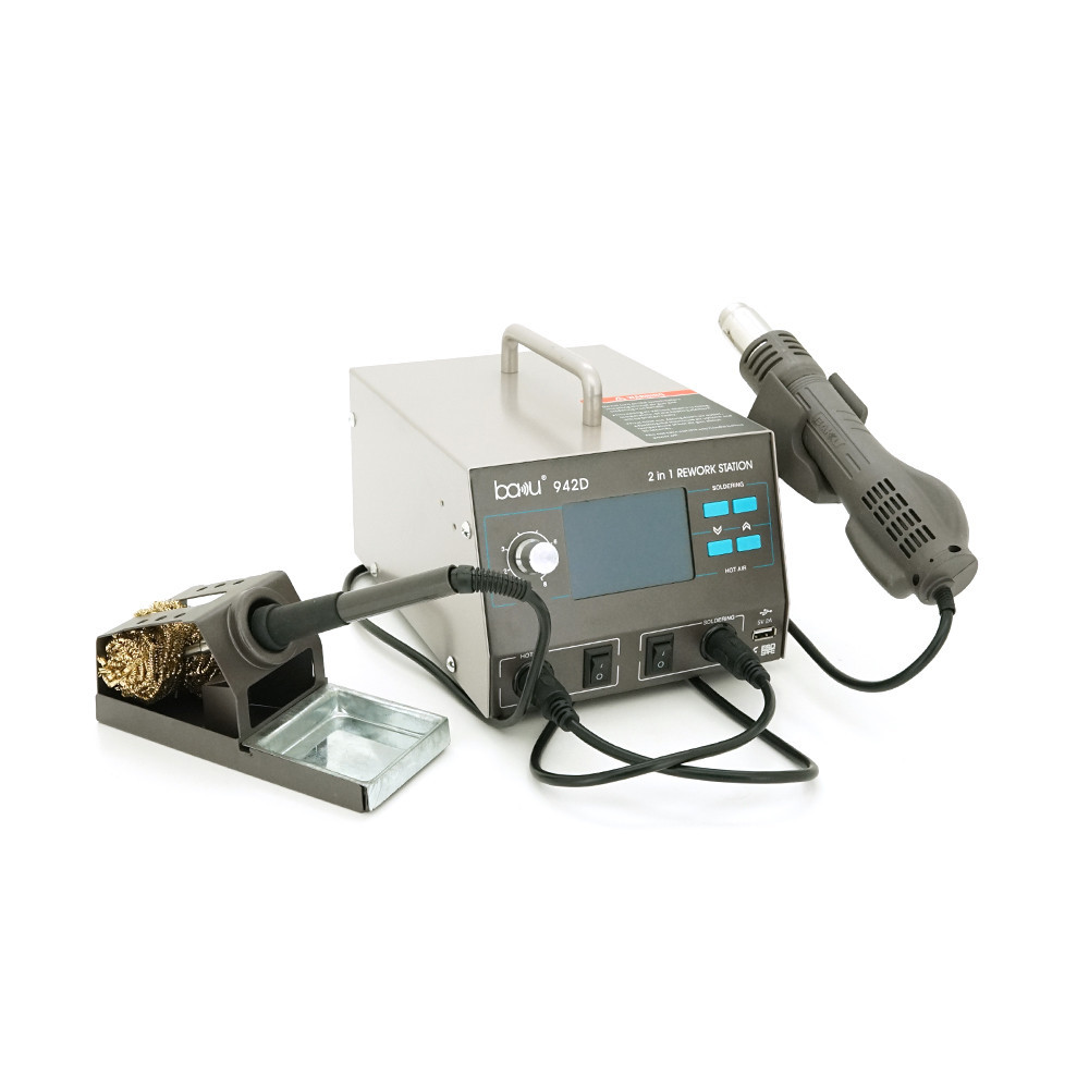 Паяльная станция BAKU BA-942D с цифровой индикацией на фен и на паяльник, DC:110-240V, 4A,700W, 5 кг Киев - изображение 5