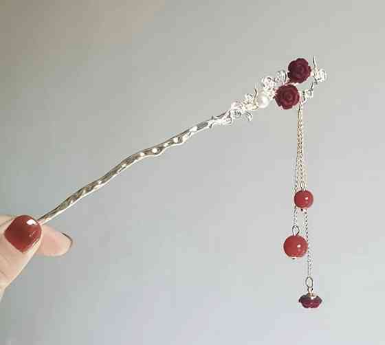 Шпилька-паличка для волосся "Троянда" 150 мм Сміла