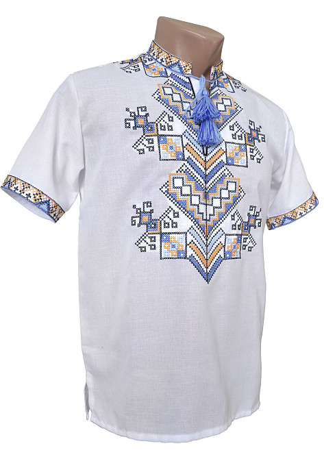 Чоловіча вишиванка на домотканому полотні у білому кольорі Київ - фото 4