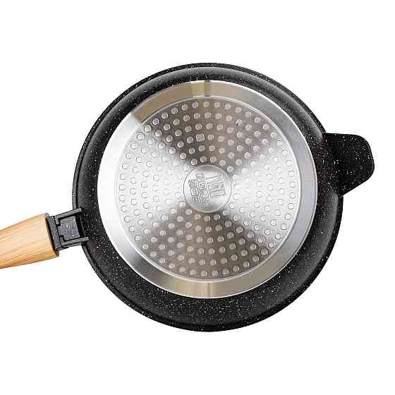 Алюмінієва глибока сковорода (2,4 л) зі скляною кришкою Ø 24 см Black MGC HP-4-463B Коломия