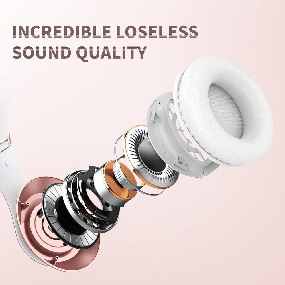 Бездротові Bluetooth-навушники Uliptz WH203A, HiFi стерео, 65 годин роботи, 6 режимів еквалайзера, складні, Рожеве золото Київ - фото 10