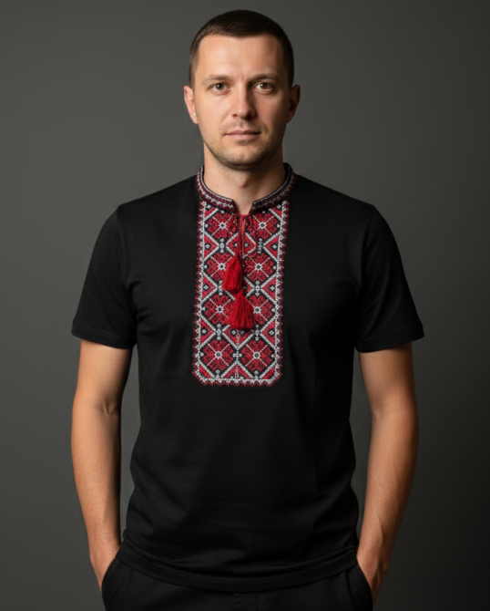 Чоловіча Футболка вишиванка чорного кольору Київ - фото 1