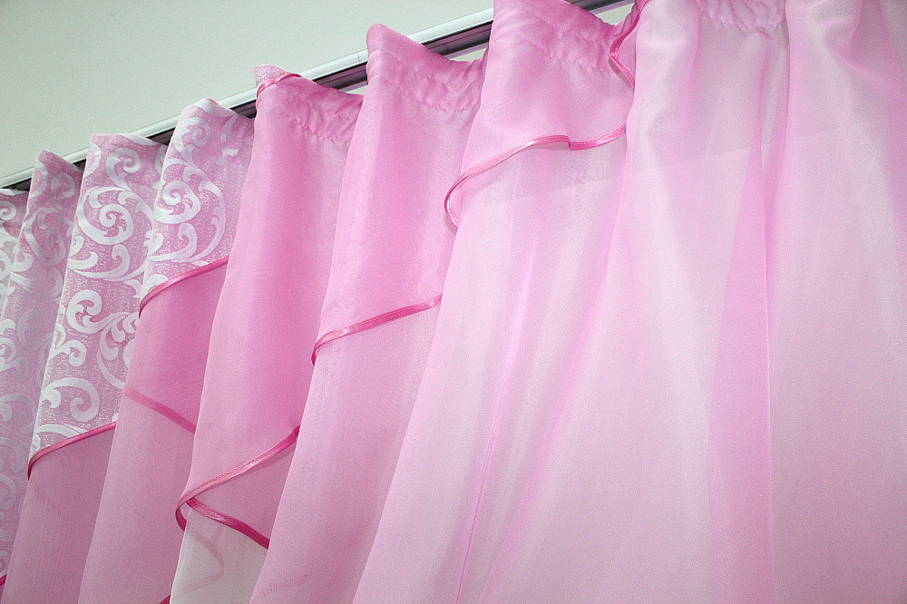 Кухонный комплект (280х170см) шторка с ламбрекеном цвет розовый с белым 00к 59-398 Киев - изображение 6