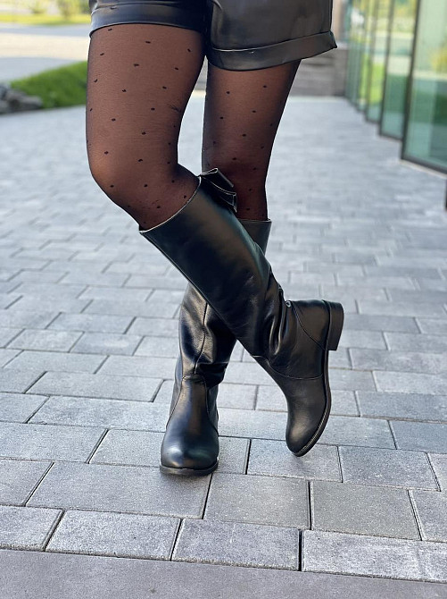 Чоботи жіночі BOGATKO чорні натуральна шкіра висота 36см обхват 36-38см (3895) Коломыя - изображение 4