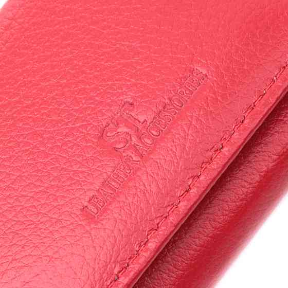 Маленький удобный кошелек с монетницей из натуральной кожи ST Leather 22741 Красный Киев