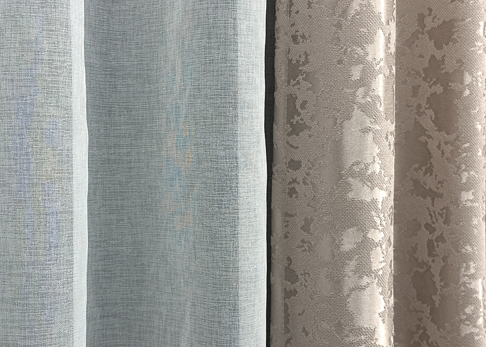 Комплект штор VR-Textil Лен Мрамор 200х270 2шт и Тюль 500х270 1717ш-1276т Серо-бежевый с белым 71-013/6 Киев - изображение 6