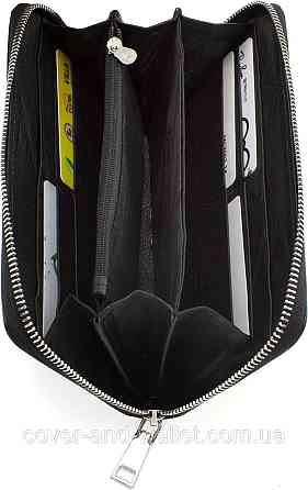 Черный мужской кожаный кошелек-клатч на молнии Marco Coverna MC-802-1 Киев