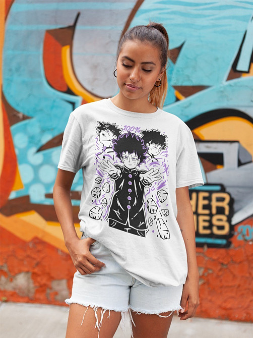 Футболка для хлопчика з аніме принтом Аніме Манга Моб Псйкхо оверсайз (зріст від 165 до 180) Чорний AnimeJ0420m Дніпро - фото 2