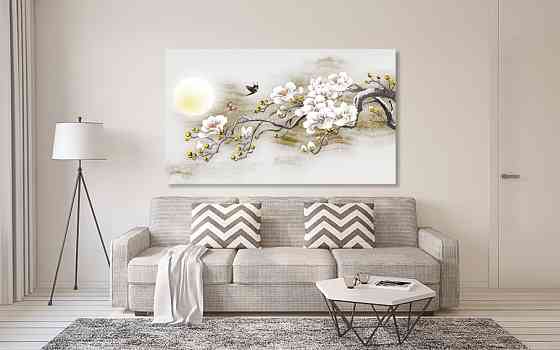 Картина холст у вітальню / спальню Квіти    MLP_68 ( 60х30см ) Київ