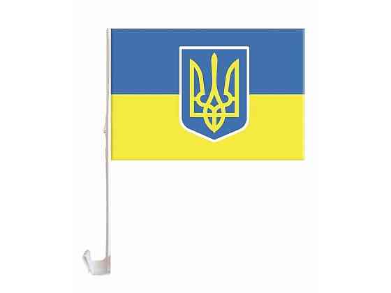 Прапор на бокове скло авто УКРАЇНА ГЕРБ 30см*45см ТМ УКРАЇНА Київ