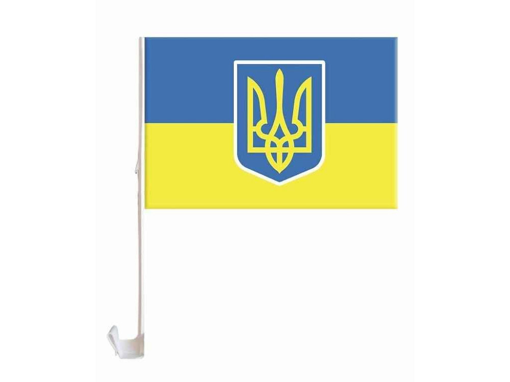 Прапор на бокове скло авто УКРАЇНА ГЕРБ 30см*45см ТМ УКРАЇНА Київ - фото 1