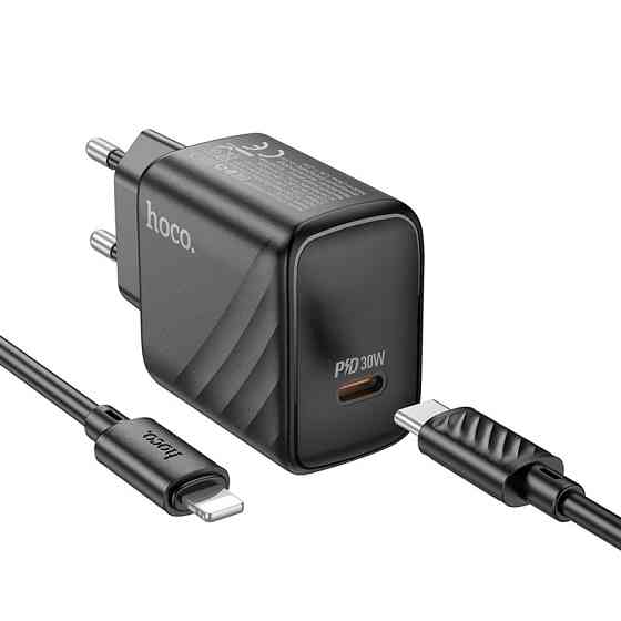 Мережевий зарядний пристрій з кабелем HOCO CS22A Value single port PD30W charger set(C to iP) Black Одеса