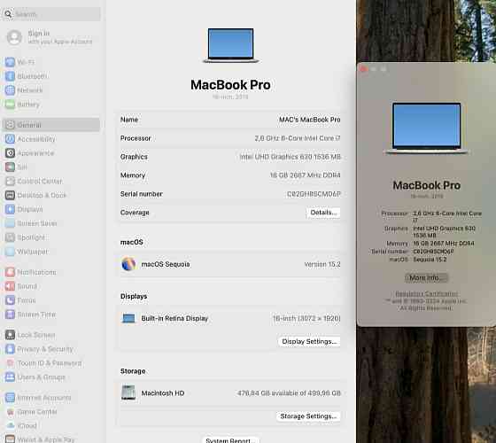 Ноутбук MacBook Pro 16" (2019) A2141 i7/ 16/512Gb. Silver. Харків