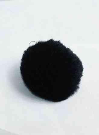 Хутряний бубон на шапку з кролика Rex Чорний Харків