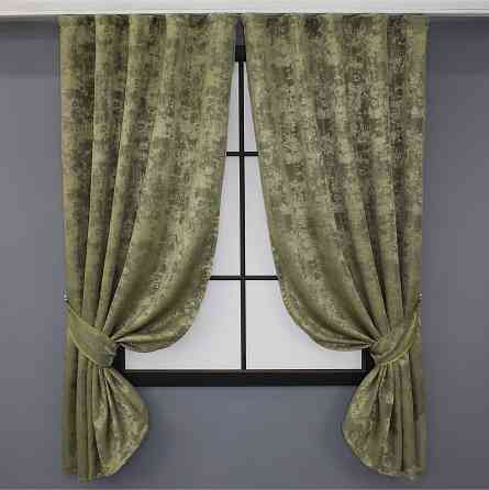 Комплект коротких штор VR-Textil Жаккард Sultan YL № 1213ш Оливковый 130х170 см 2 шт (35-0053) Киев