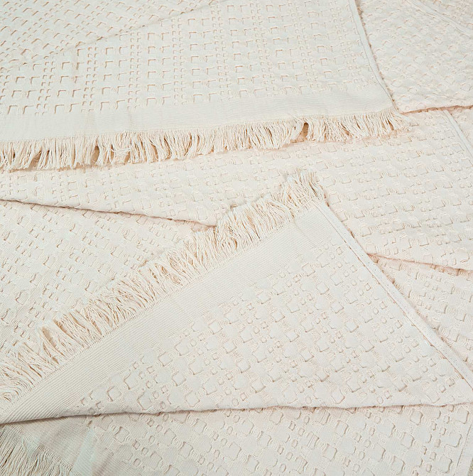 Простирадло-покривало вафельне жакардове преміум якості YouStar 200х240см 320г/м2 (Бежевий) Суми - фото 7