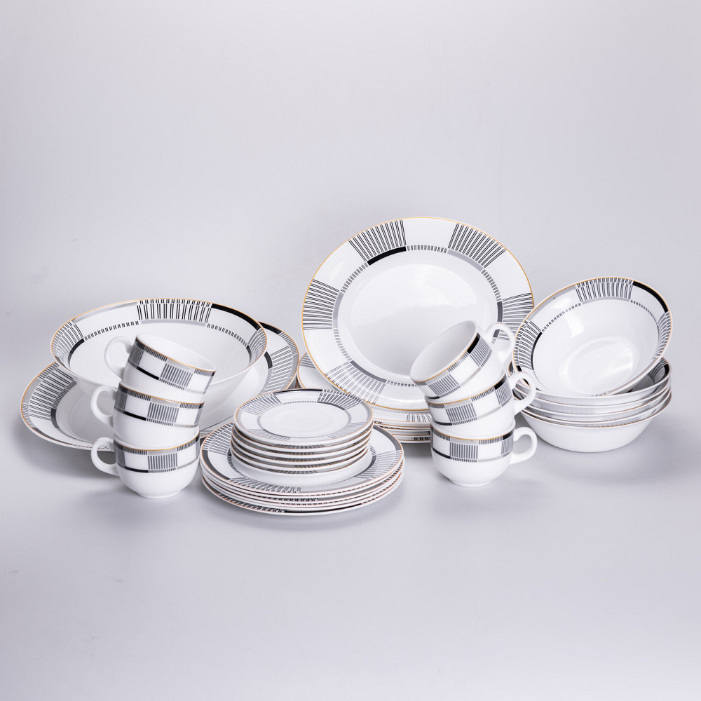 Yiwu Столовий сервіз з порцеляни Geometry на 6 осіб 32 предмети HP-HK-6 Коломия - фото 9