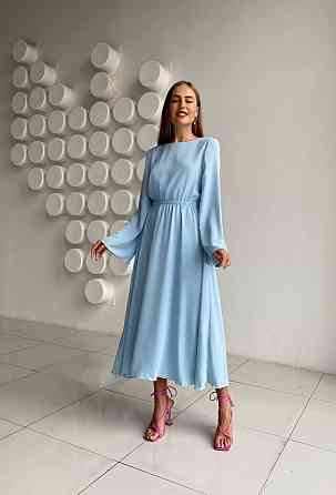 Женское романтическое платье с открытой спиной Голубой Одесса