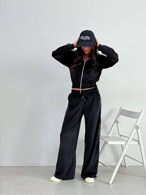 Велюровый спортивный костюм женский Черный 48/52 Харьков - изображение 1