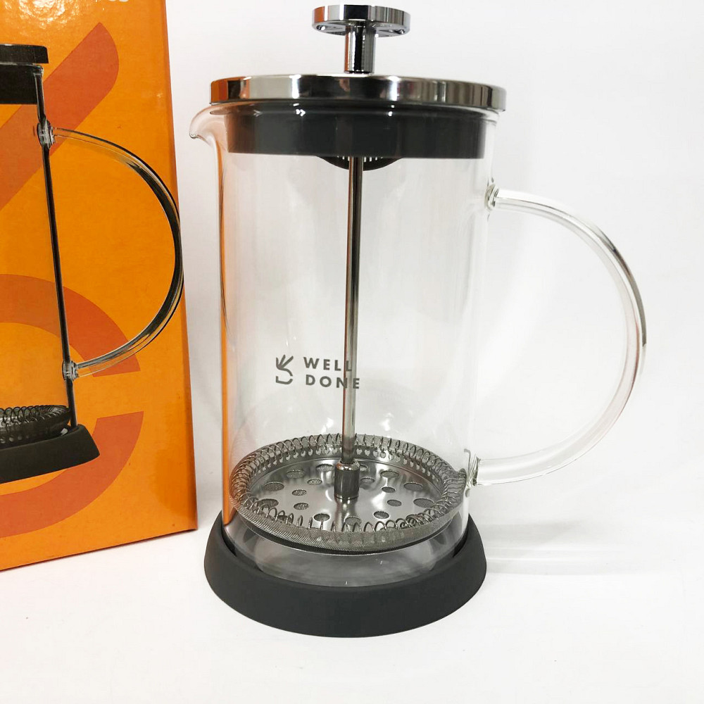 Френч-прес для заварювання трав, Простий френч-прес, Чайник заварювальний скляний якісний на кухню PL-76 Львів - фото 9