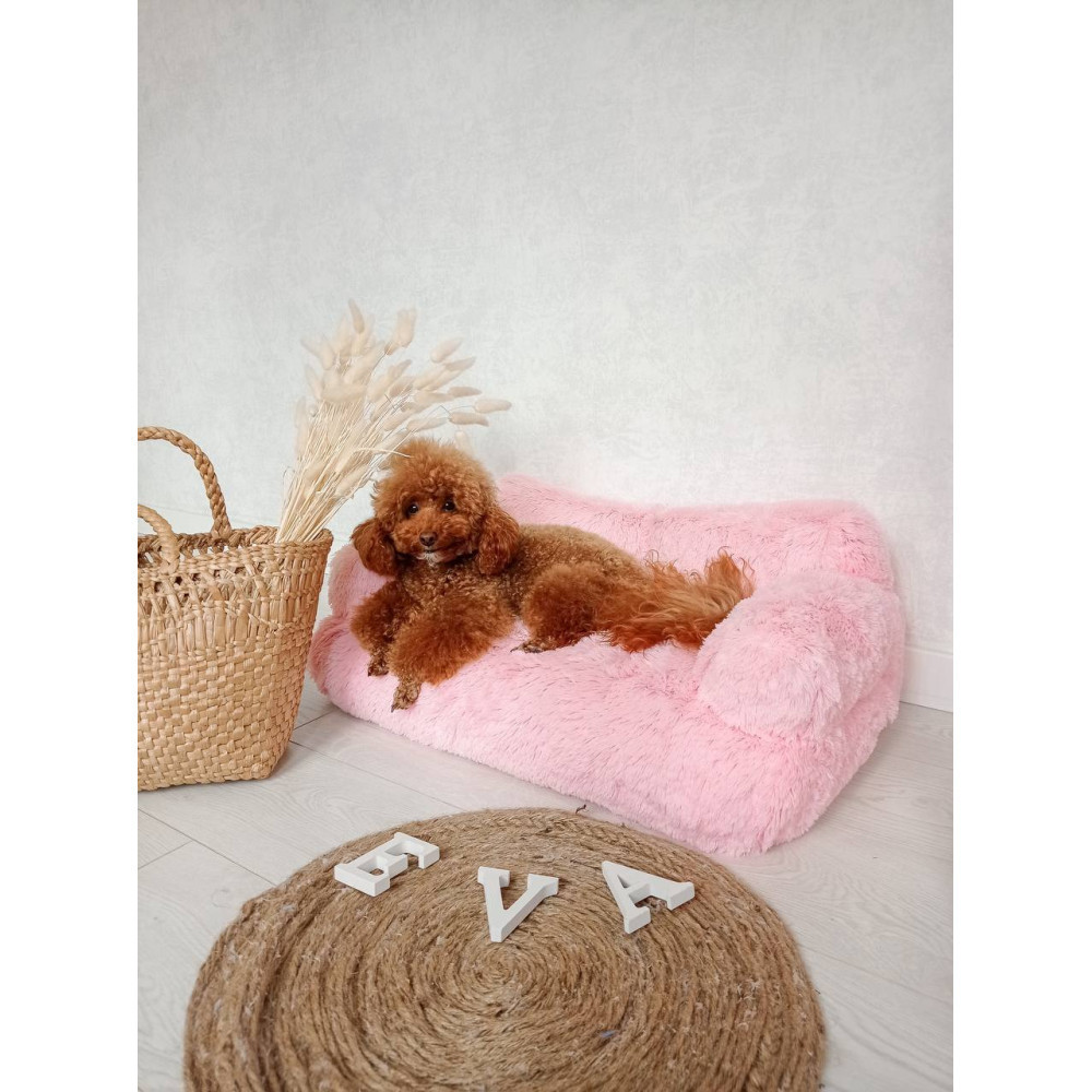 Хутряний диван лежак для собак і кішок спальне місце для тварин знімни Incor рожевий 10079 Київ - фото 8