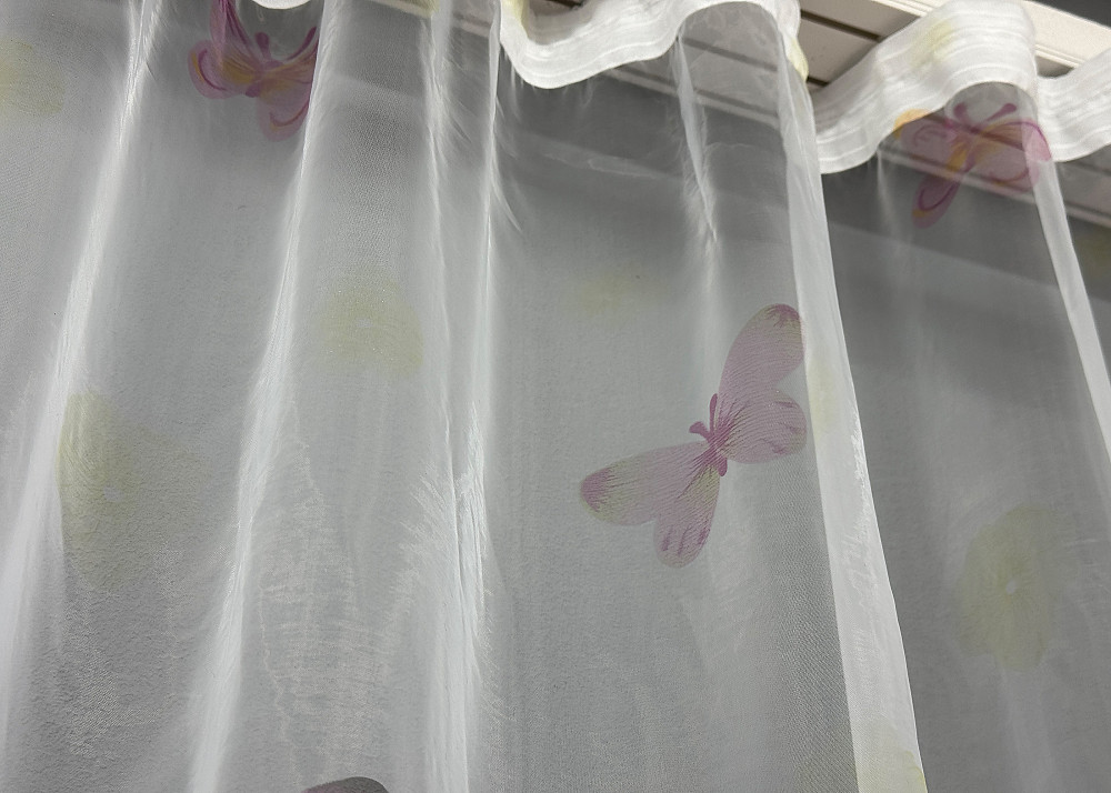 Тюль органза с крупным разноцветным принтом 