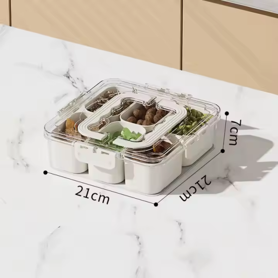 Контейнер для закусок с крышкой и ручками, органайзер для хранения на 6 ячеек, размер 21×21×7 см Каменец-Подольский