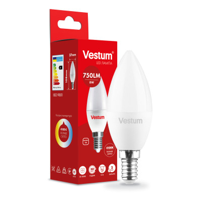 Лампочка Vestum C37 8W 4100K 220V E14 (1-VS-1311) Вінниця - фото 2