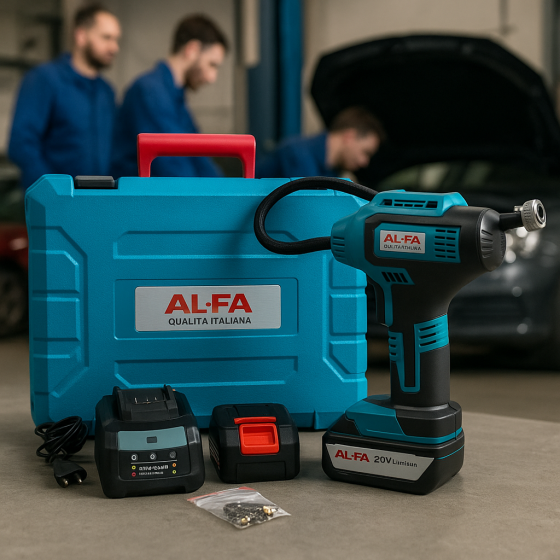 Акумуляторна підкачка ALFA компактний насос для шин з зарядним кабелем 21V насос для автомобільних шин у кейсі Львів