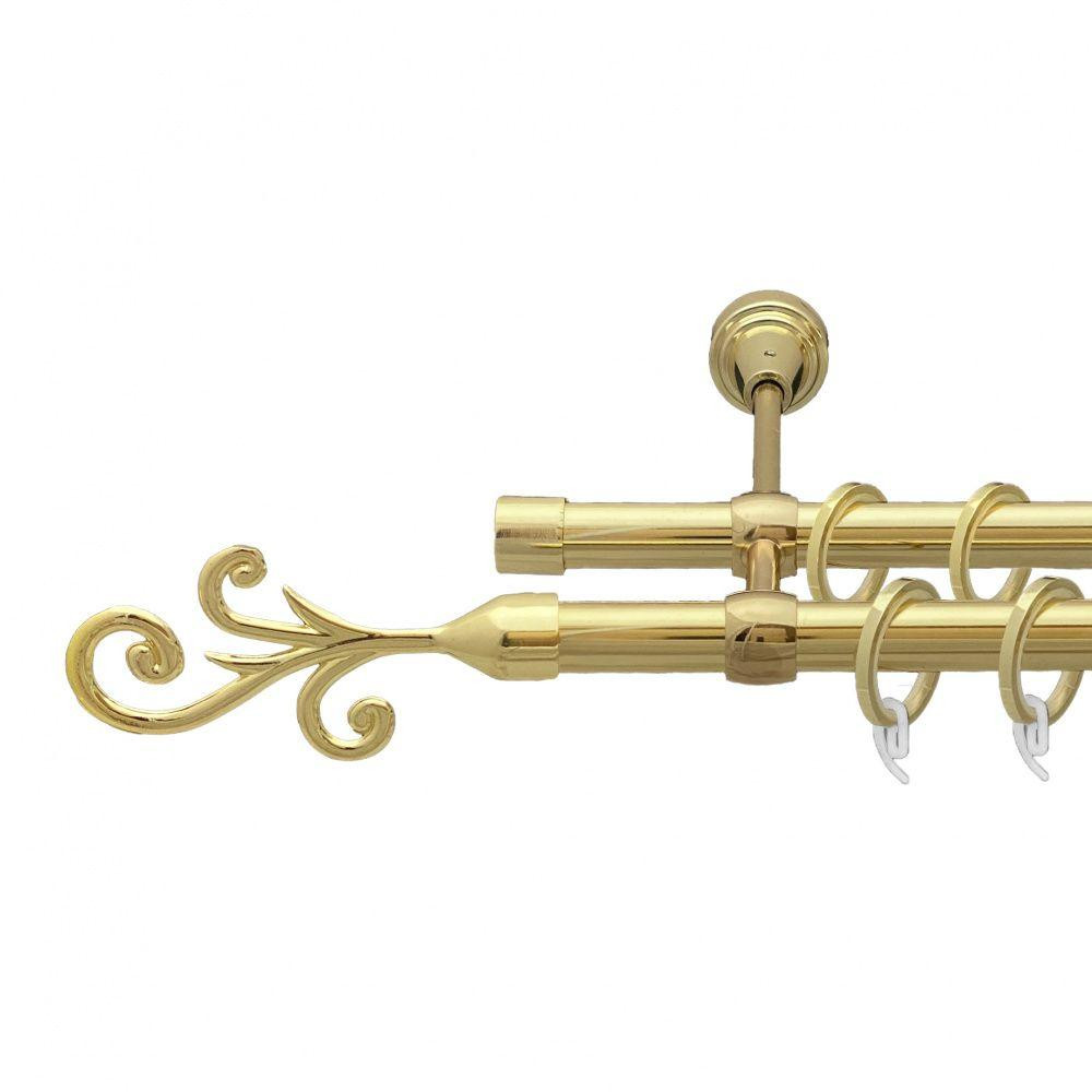 Карниз Orvit Фала металевий дворядний литий гладка труба кільце фасонне металеве Золото 19\19 мм 240 см (00-00009512) Львів - фото 1