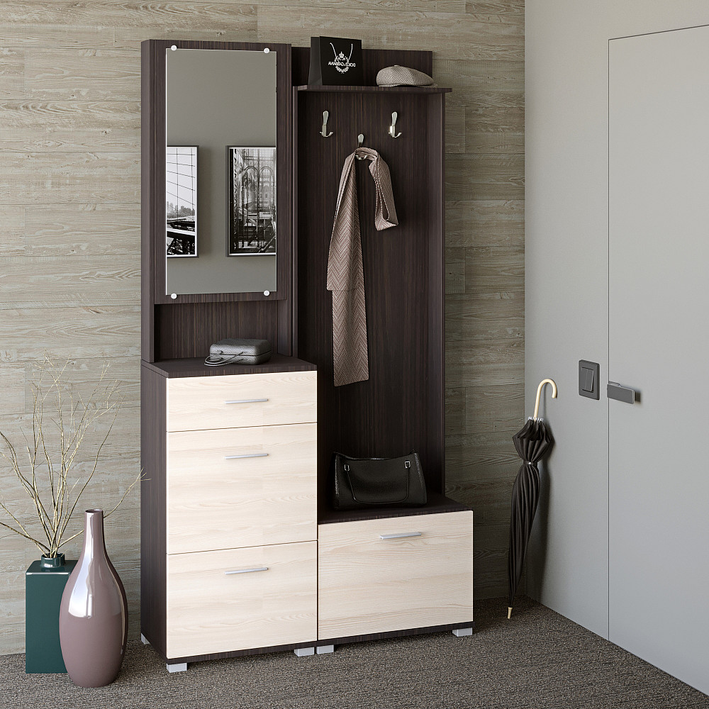 Передпокій Бриз-1 Еверест з тумбою для взуття ТО-4 венге + дуб молочний (DTM-2663) Львів - фото 1