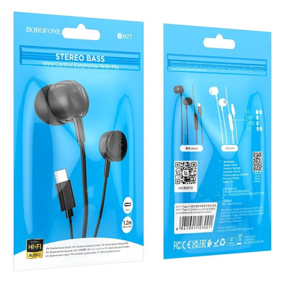 Наушники проводные BOROFONE BM77 Type-C Delicious с микрофоном, цвет черный BM77CB Одесса