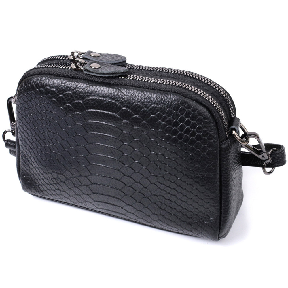 Компактная сумка для женщин на два отделения из натуральной кожи Vintage 22799 Черный Киев - изображение 2