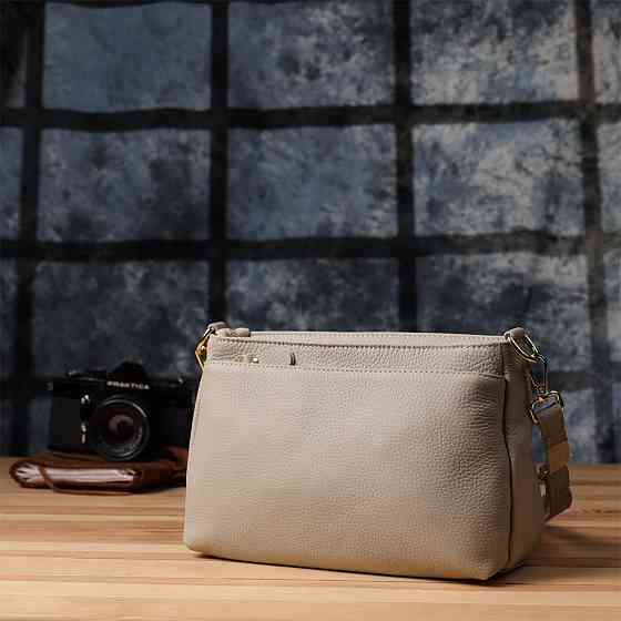 Жіноча сумка з натуральної шкіри з жорсткою основою Vintage 22985 Сірий Київ