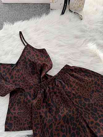 Женская базовая повседневная домашняя шелковая пижама с кружевом Шоколад, 42/44 Одесса