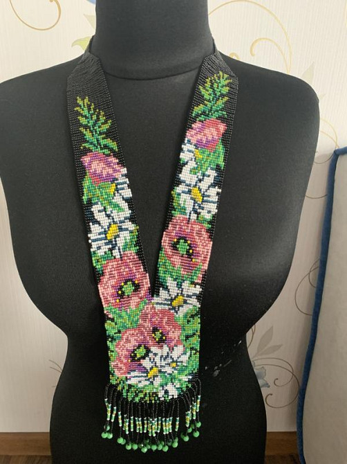 Гердан «Маки, ромашки» з бісеру Коломыя - изображение 1