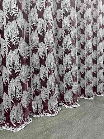 Тюль "Грек-сітка" омбре з вишивкою Листочки колір рожевий з білим 1482т Київ