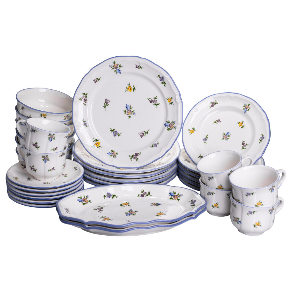 Yiwu Столовий набір посуду тарілок і чашок 32 предмети на 6 персон Retro Floral порцеляновий, о Коломия - фото 1