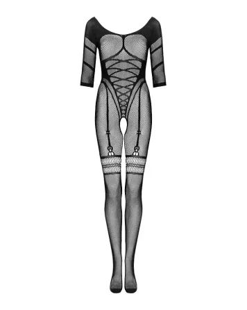 Сітчастий бодістокінг з імітацією підв’язок Obsessive Bodystocking G329 XL/XXL, black, з доступом Львів