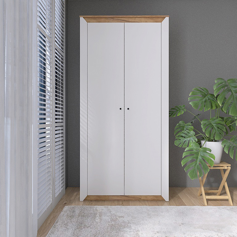 Шкаф двухдверный Эверест Нордик-990 Белый + Дуб крафт золотой (DTM-5535) Днепр - изображение 1